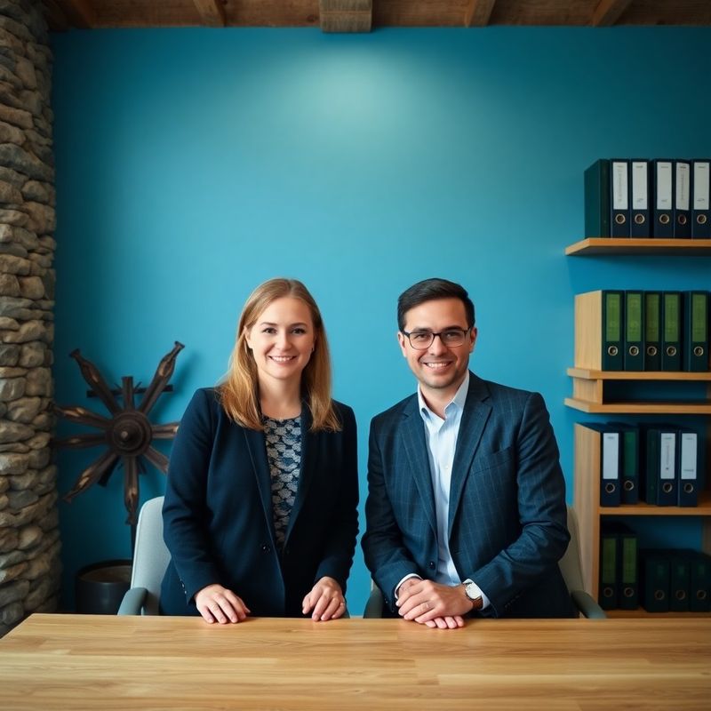 Skupinski portret dvočlanske svetovalne ekipe v celjski pisarni
